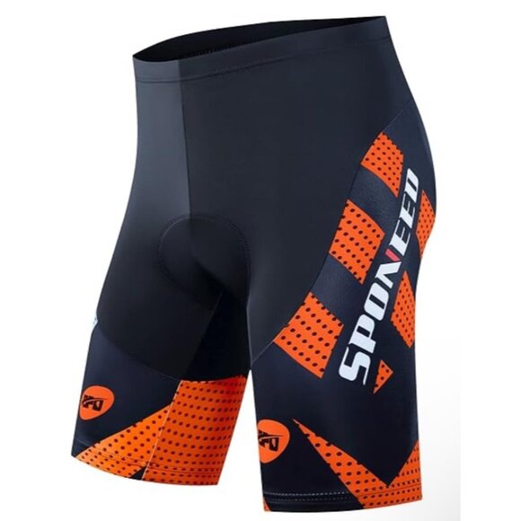 Sponeed Cycling Team Size XL Bike Padded Shorts NWT Black Orange - Picture 1 of 9